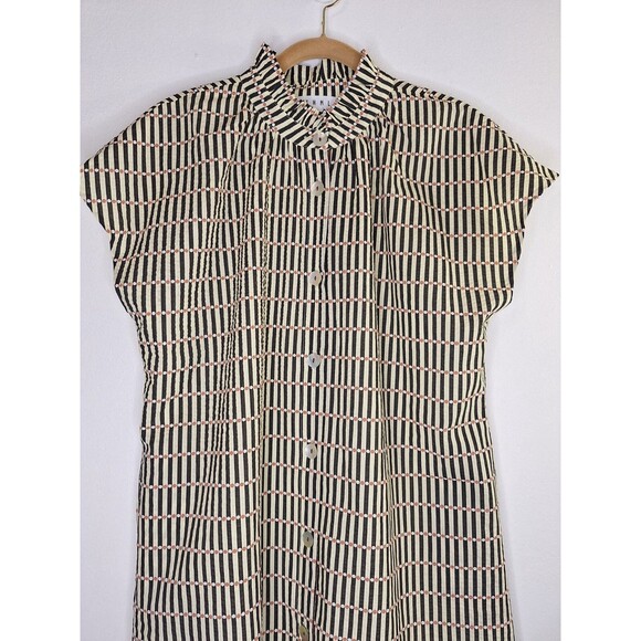 THML Faith Button Up Striped Mini Dress Size L Knee Length Hippie Boho Western - Picture 6 of 12